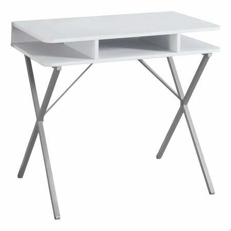HOMEROOTS 29.75 in. White MDF & Silver Metal Computer Desk 333371